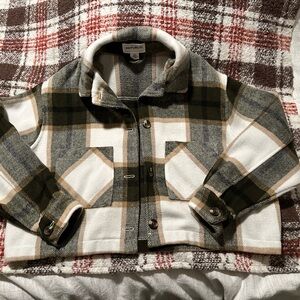 For The Republic Multicolor Plaid Cropped Jacket